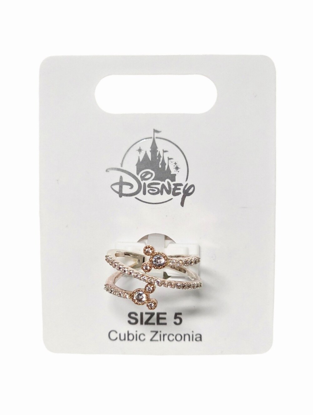 Disney Rose Gold Cubic Zirconia Mickey Mouse Ring - Size 5